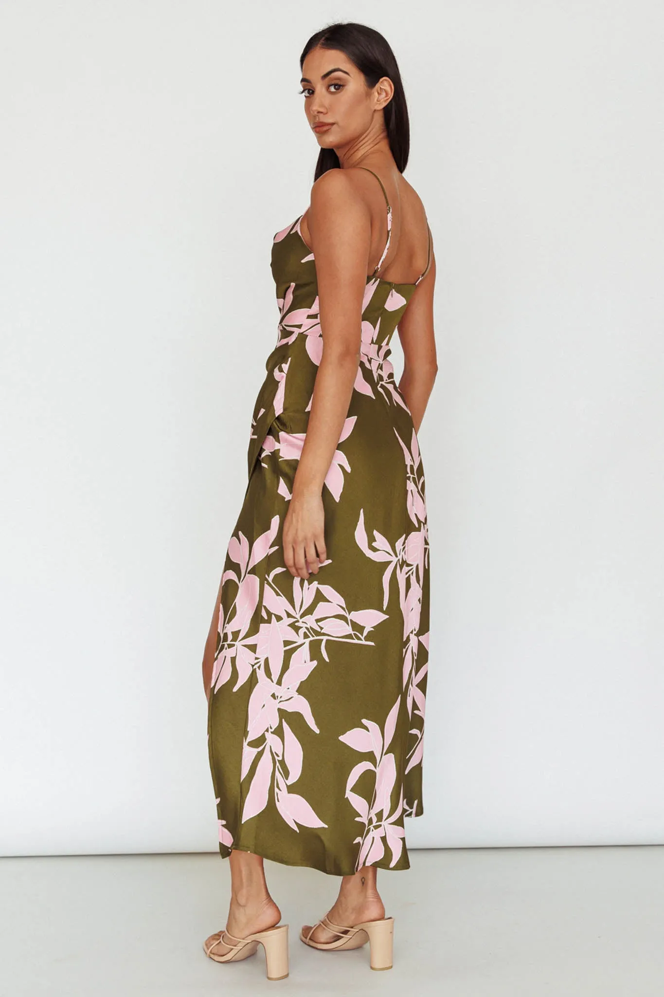 Morea Cowl Neck Maxi Dress Floral Green