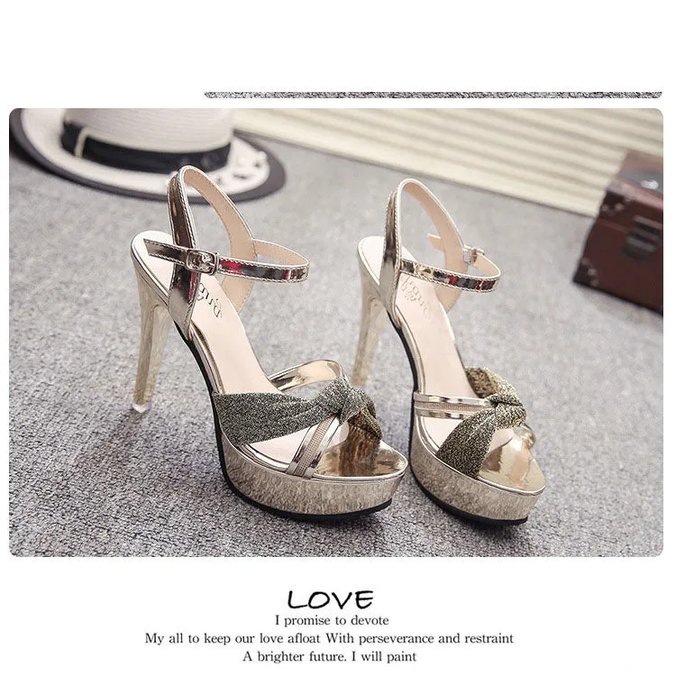 Open Toe Platform Ankle Wrap Stiletto High Heels Sandals