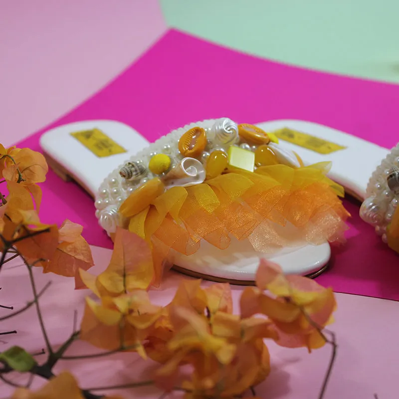 Orange Frill Slippers