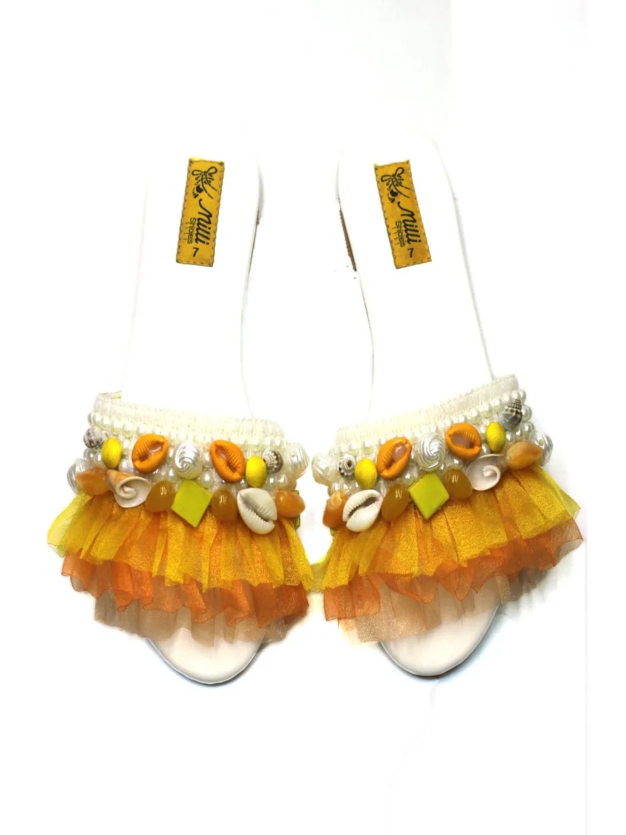 Orange Frill Slippers
