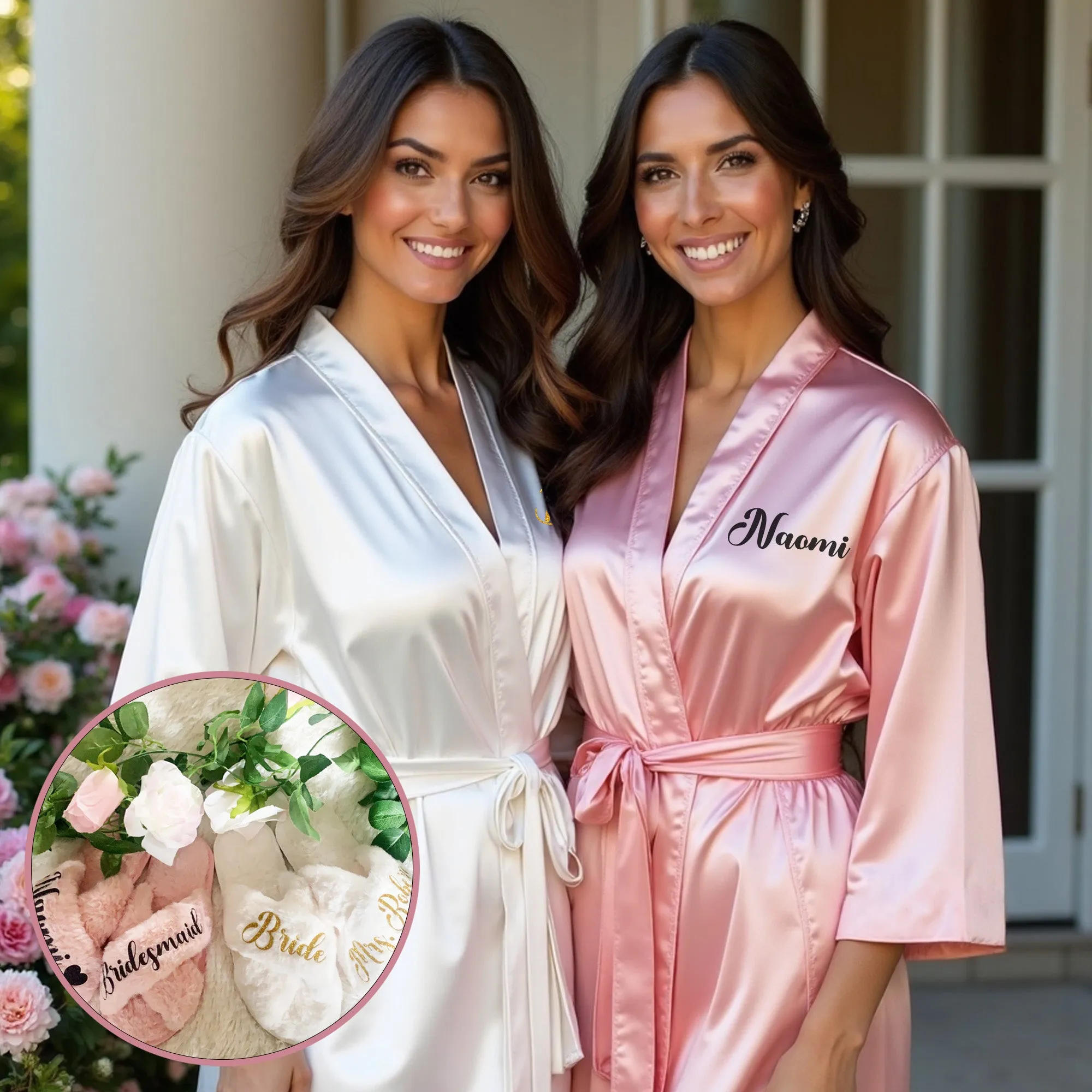 Personalized Bridesmaid Robes and Slipper Set