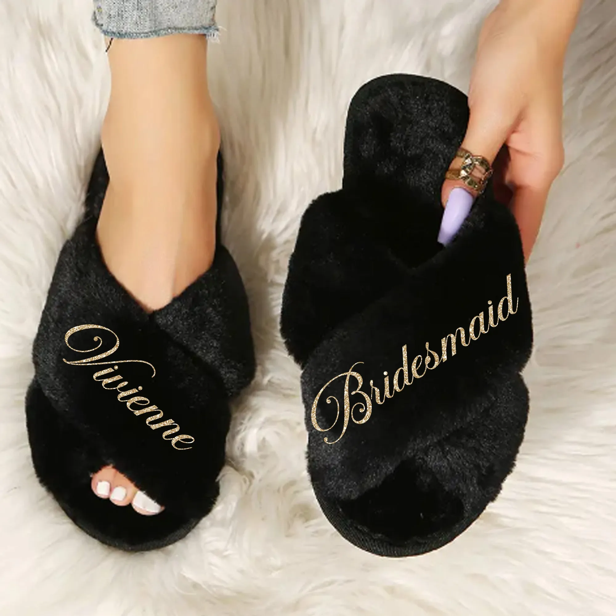 Personalized Bridesmaid Robes and Slipper Set