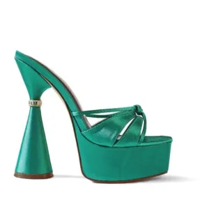 Platform and High heel Slipper Mule Sandal (Green)