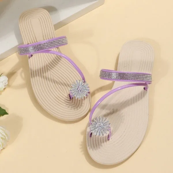 Purpdrank - Green Fashion Casual Patchwork Rhinestone Round Comfortable Shoes