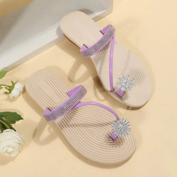 Purpdrank - Green Fashion Casual Patchwork Rhinestone Round Comfortable Shoes
