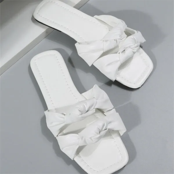 Purpdrank - White Casual Daily Patchwork Solid Color Square Comfortable Shoes