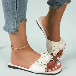 Purpdrank - White Casual Rivets Patchwork Comfortable Out Door Shoes
