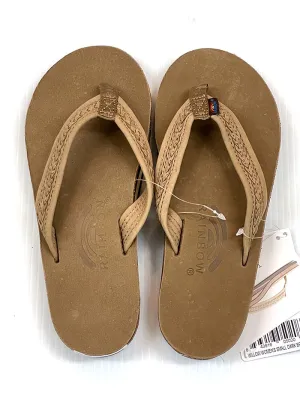 Rainbow WILLOW Womens Double Layer Arch Leather Braided Strap Sandals Dark Brown
