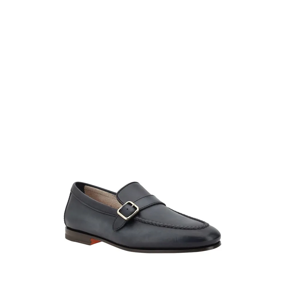 Santoni Loafers Met Enkele Gesp Voor Elegante Stijl