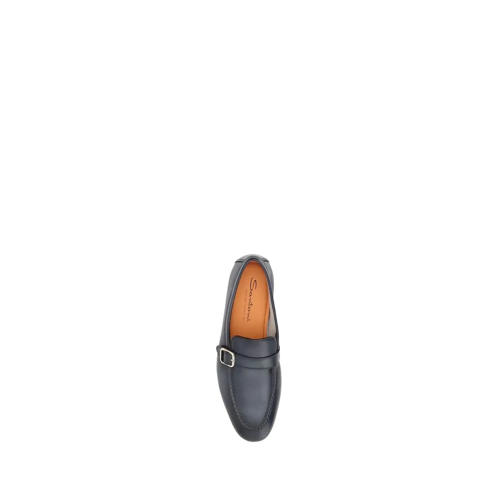 Santoni Loafers Met Enkele Gesp Voor Elegante Stijl