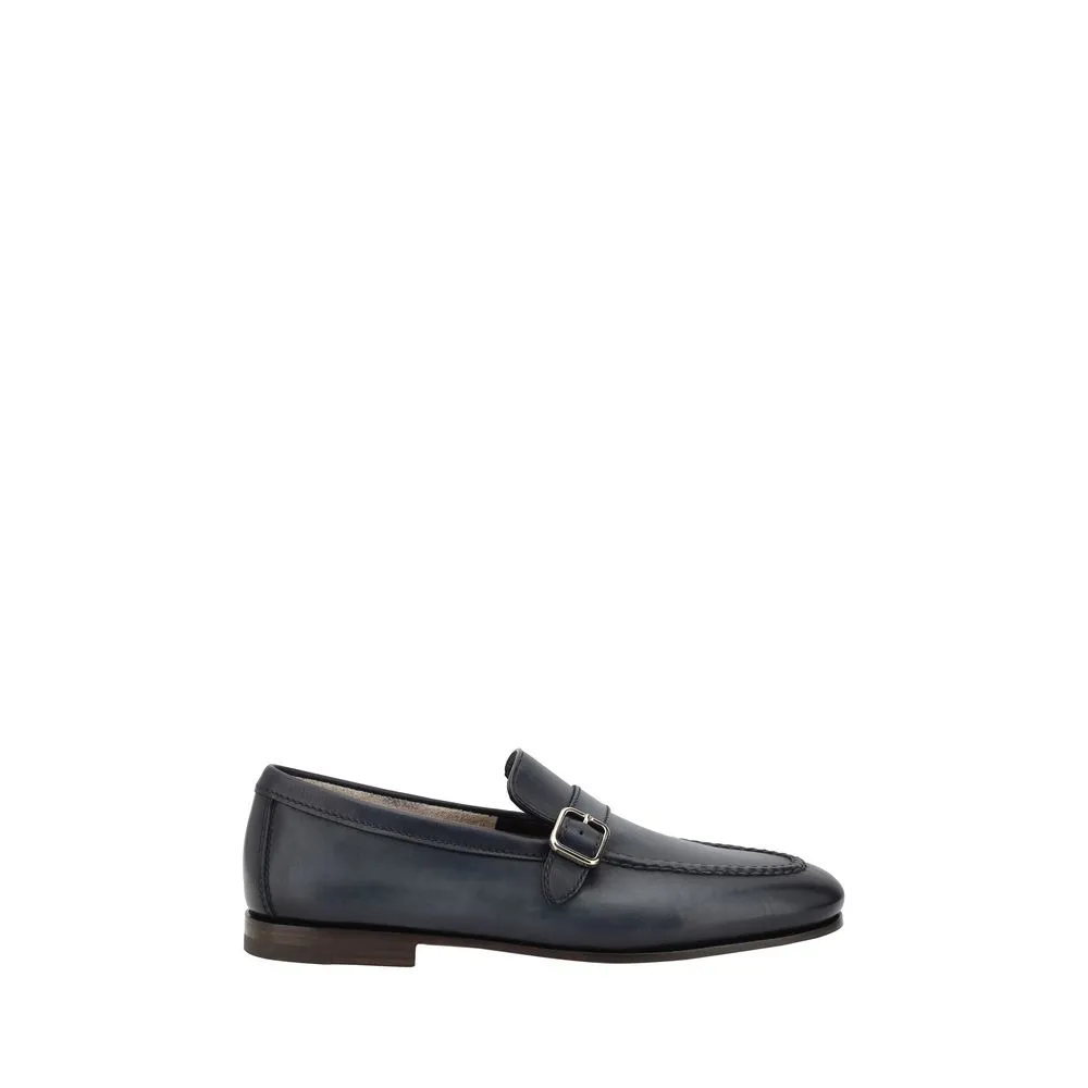 Santoni Loafers Met Enkele Gesp Voor Elegante Stijl