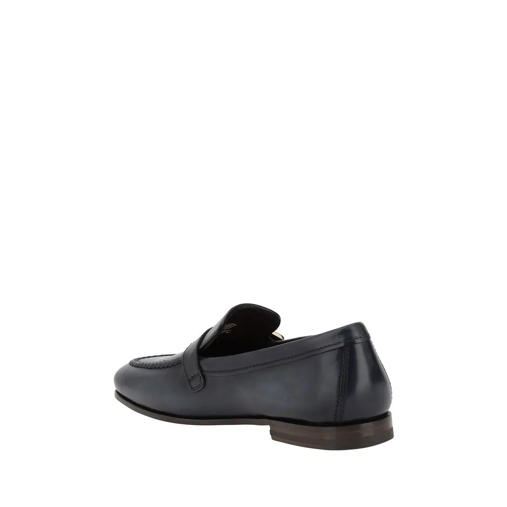 Santoni Loafers Met Enkele Gesp Voor Elegante Stijl