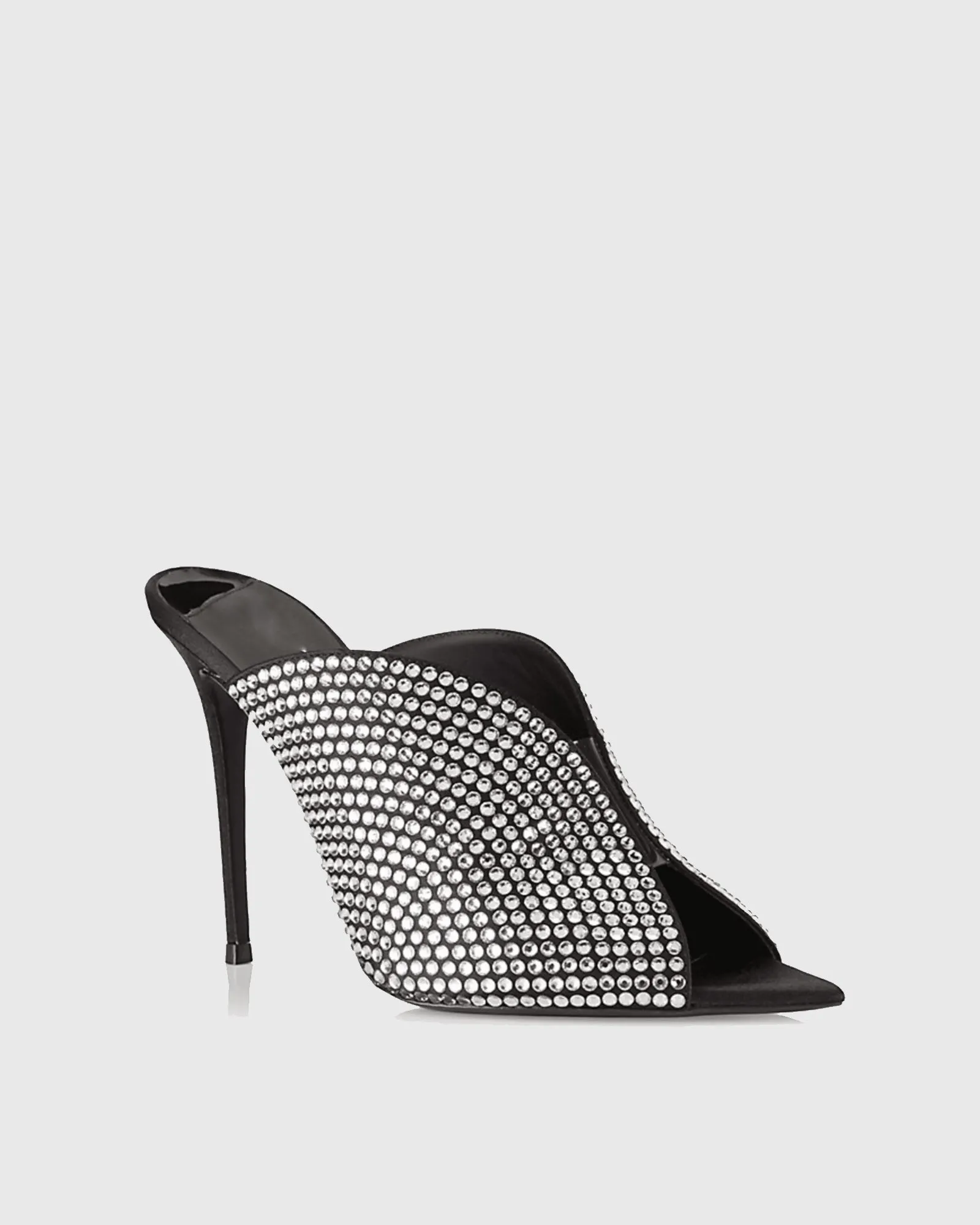 Saveria Rhinestone Petal Slippers In Black