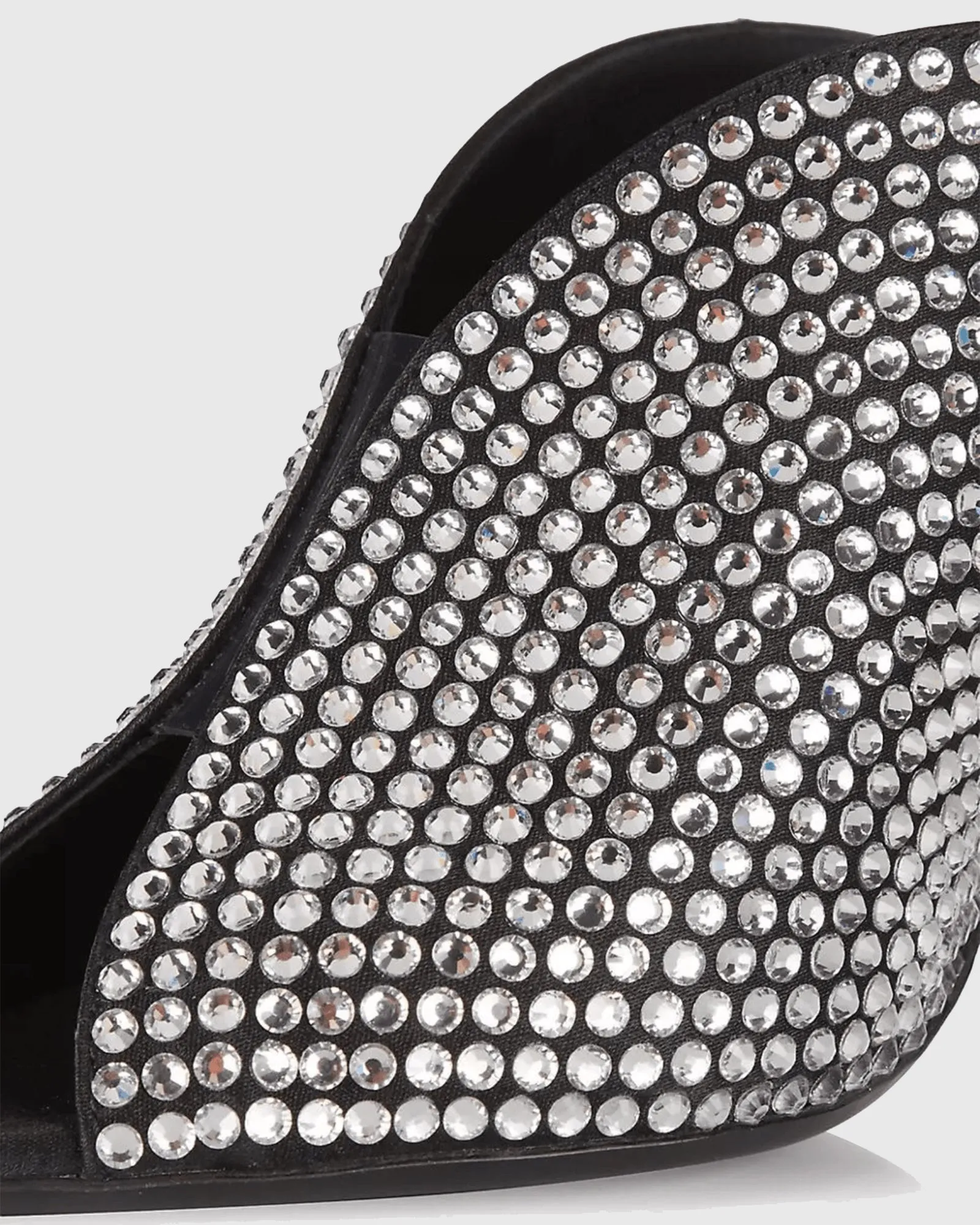 Saveria Rhinestone Petal Slippers In Black