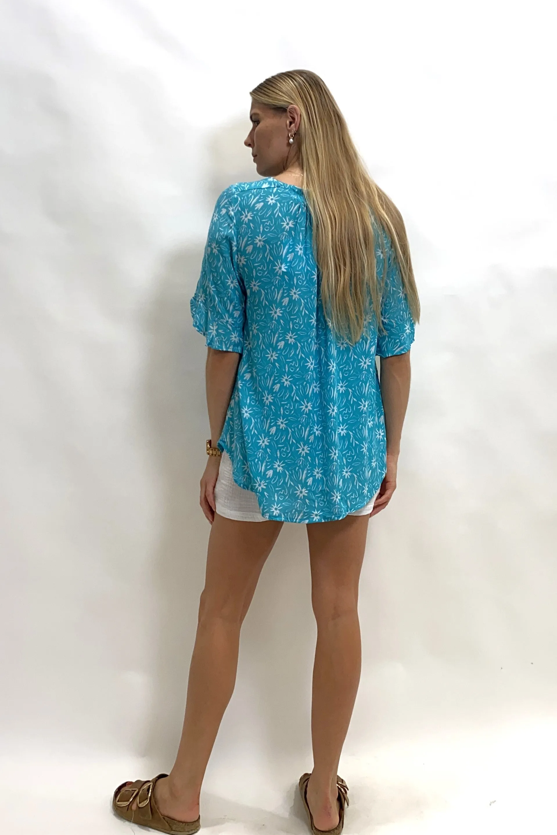 Seashapes Daisy 3/4 Sleeve Boat Neck Top