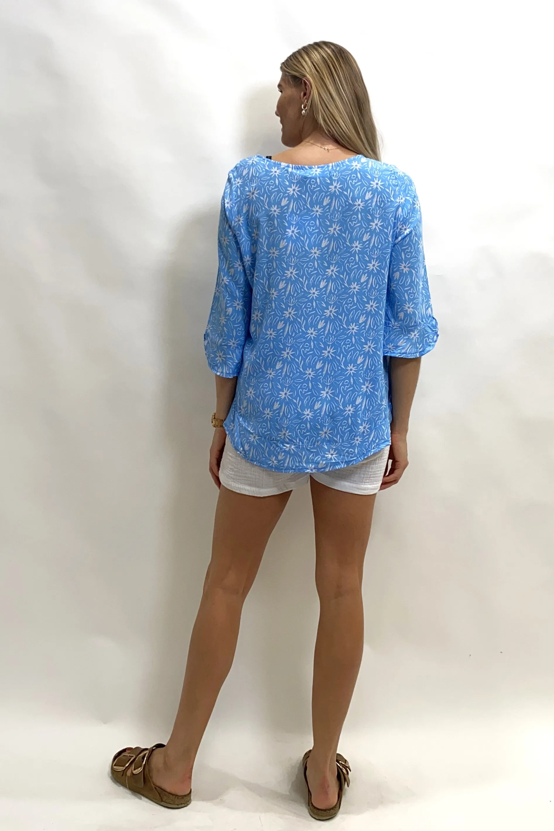 Seashapes Daisy 3/4 Sleeve Boat Neck Top