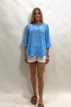 Seashapes Daisy 3/4 Sleeve Boat Neck Top