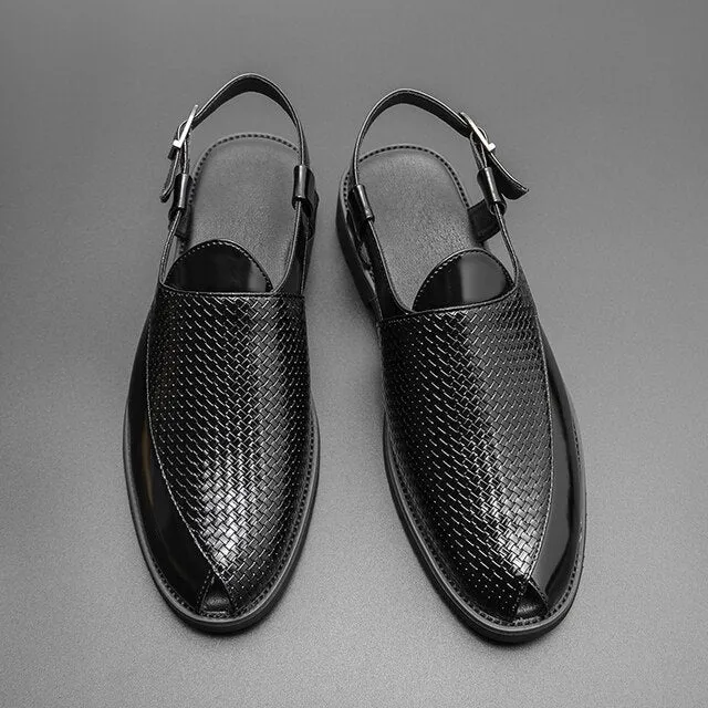 Side Pattern Strap Ankle Strapped Mules Sandals