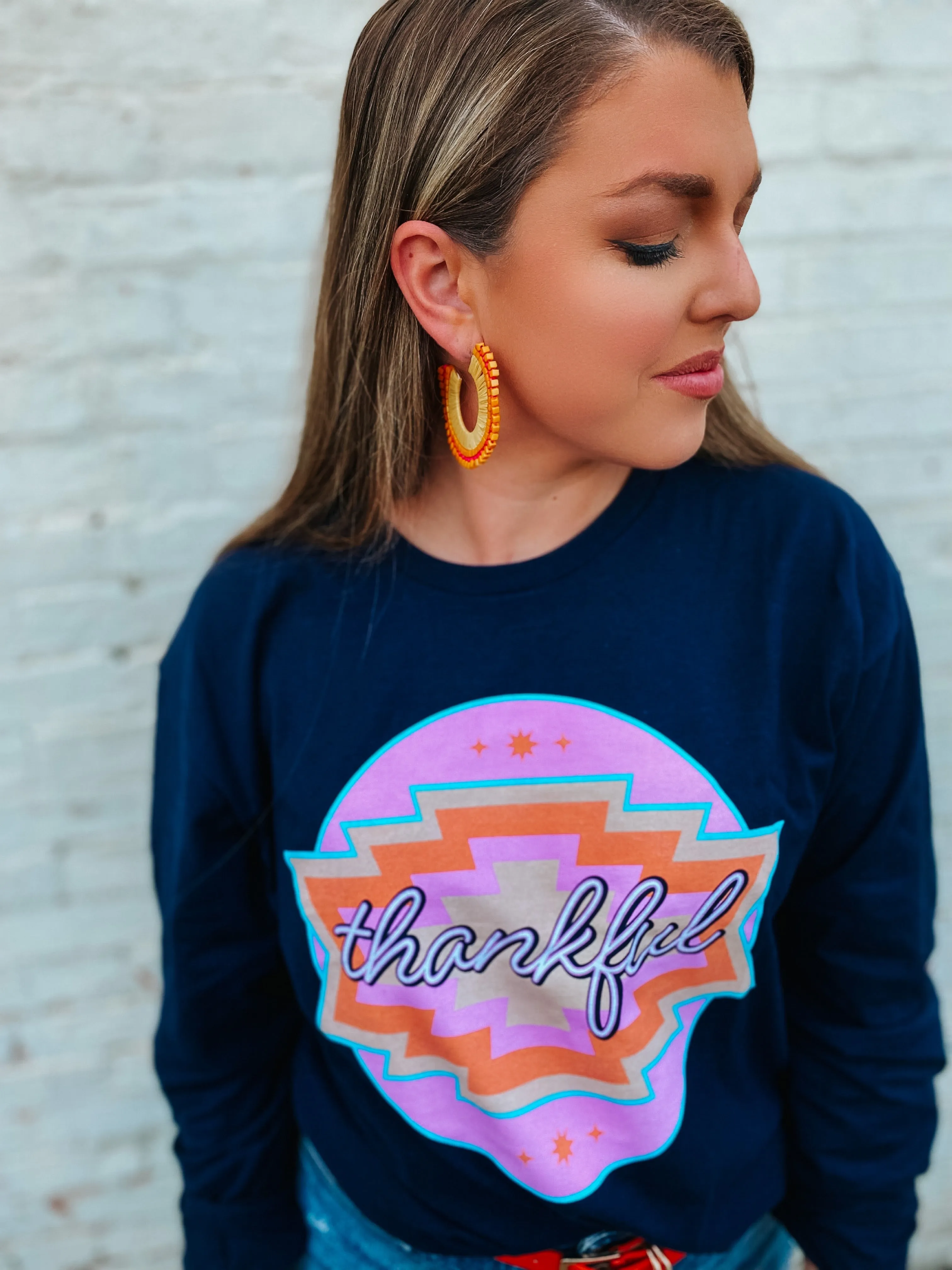 Thankful Aztec Tee - SMALL