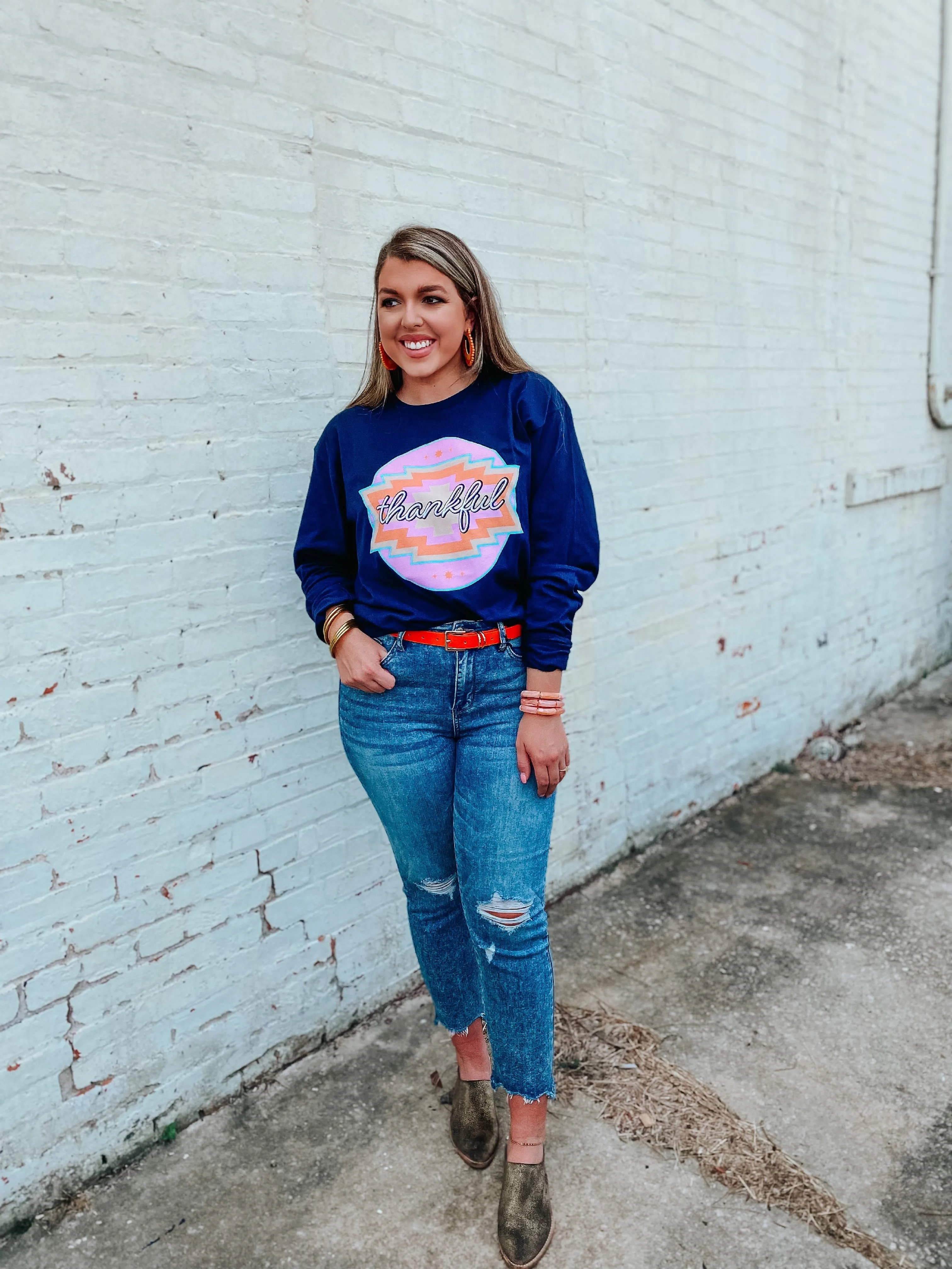 Thankful Aztec Tee - SMALL