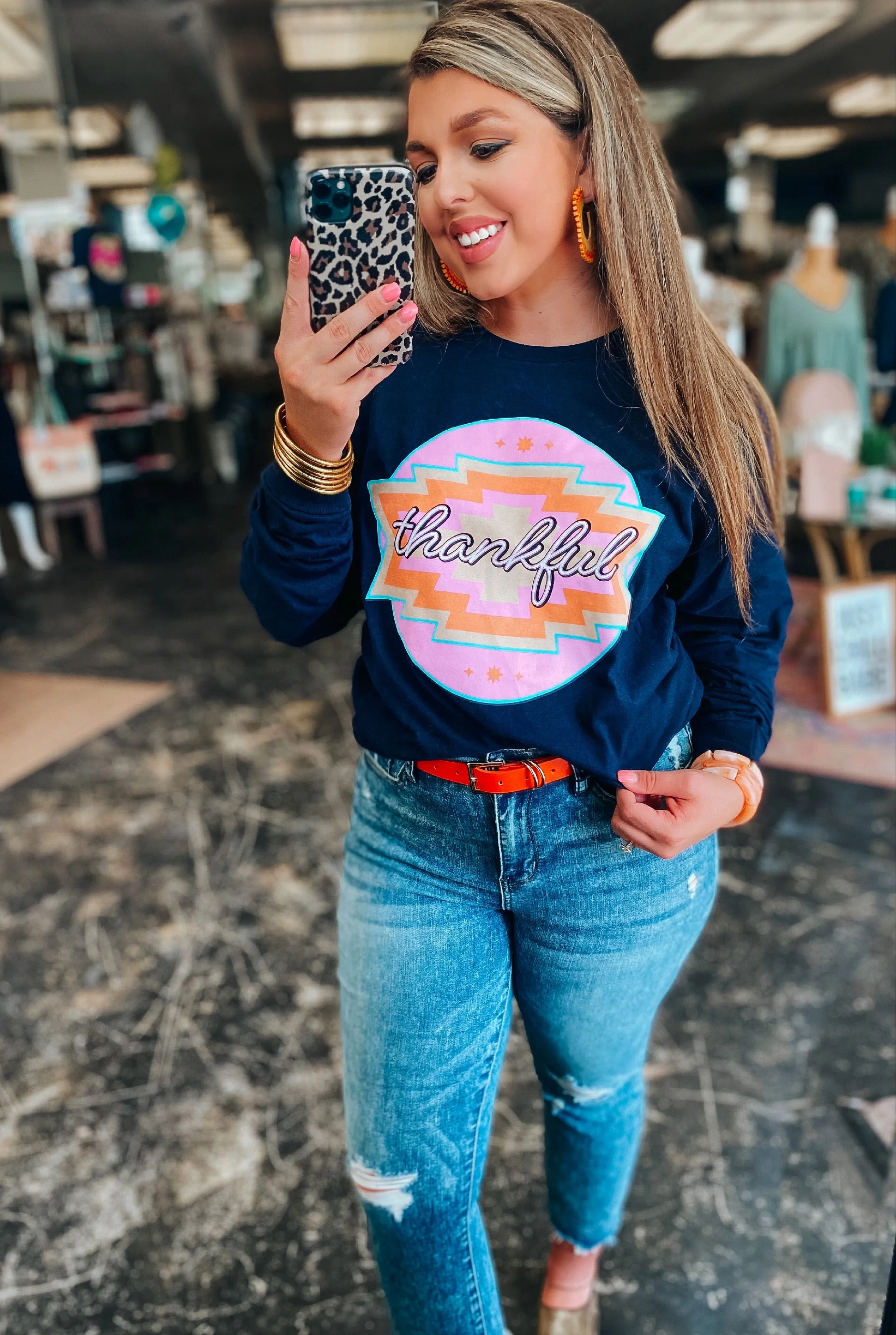Thankful Aztec Tee - SMALL