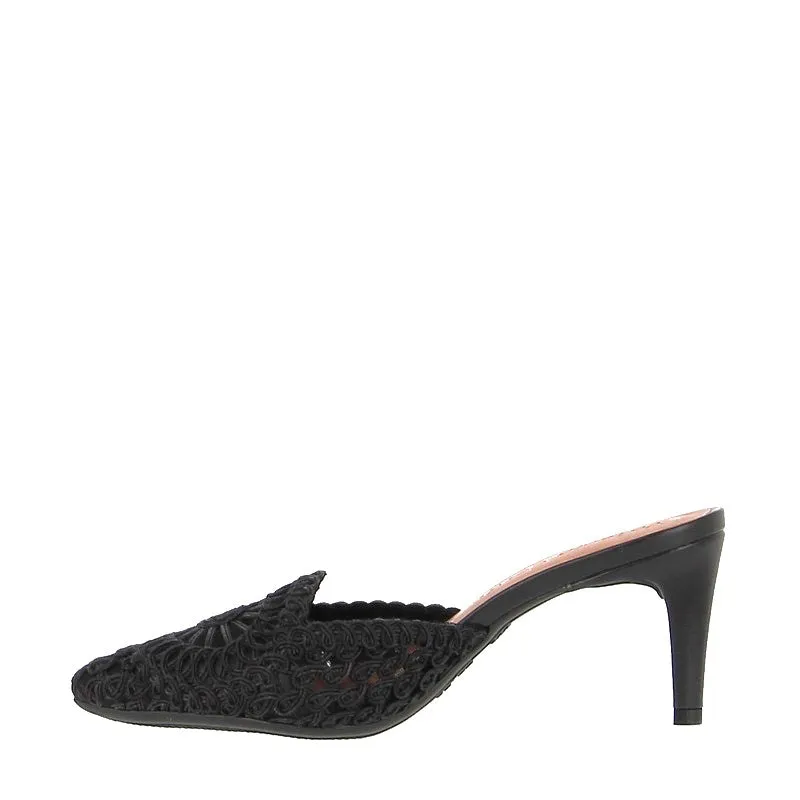 Valerio Conte 470094 Black Heeled Mule