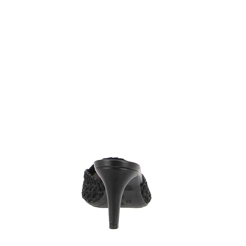 Valerio Conte 470094 Black Heeled Mule