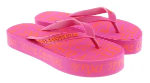 Versace Jeans Couture Pink Signature Sole Fashion Platform Flip Flop-
