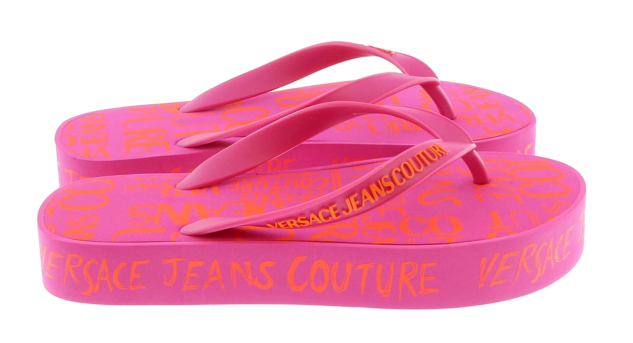 Versace Jeans Couture Pink Signature Sole Fashion Platform Flip Flop-