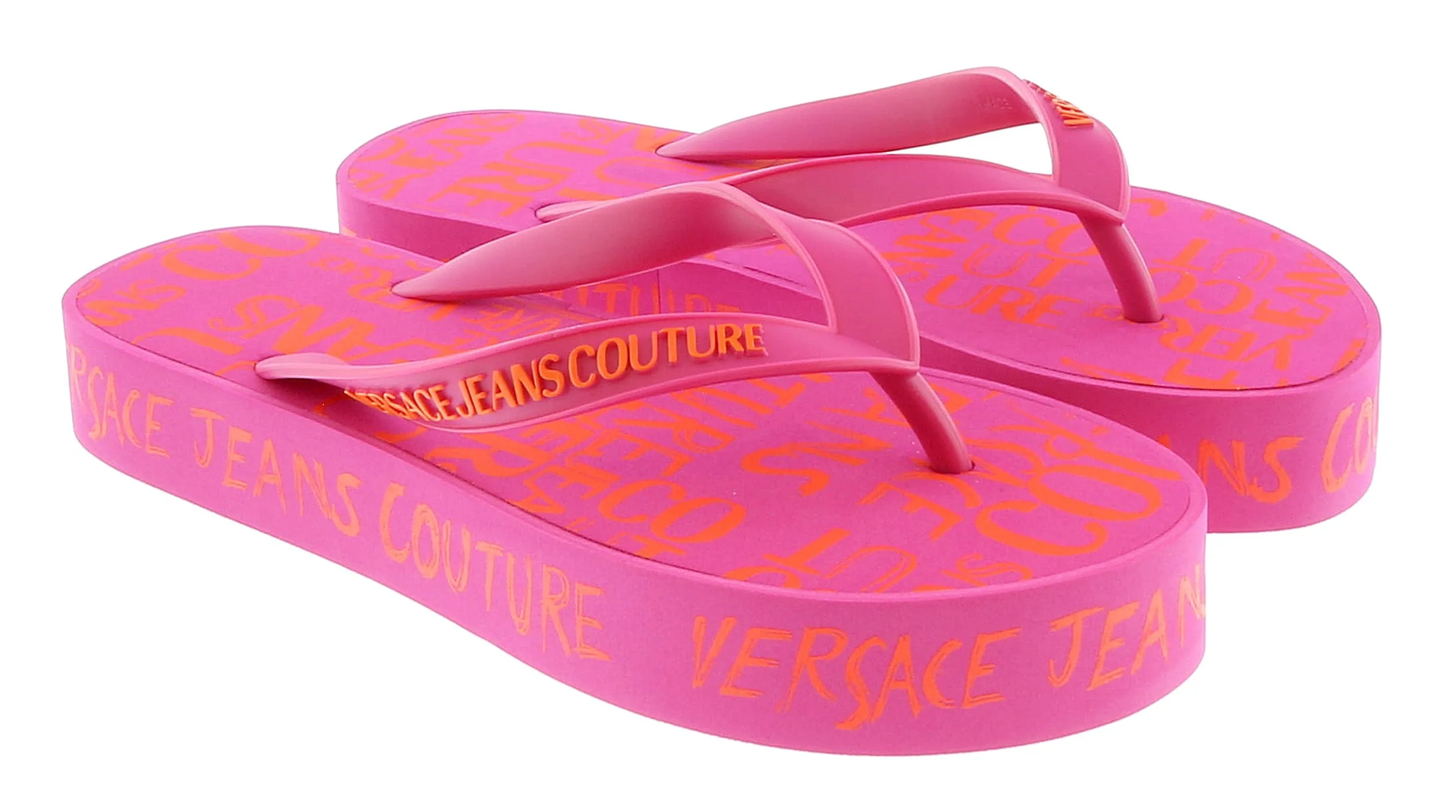 Versace Jeans Couture Pink Signature Sole Fashion Platform Flip Flop-