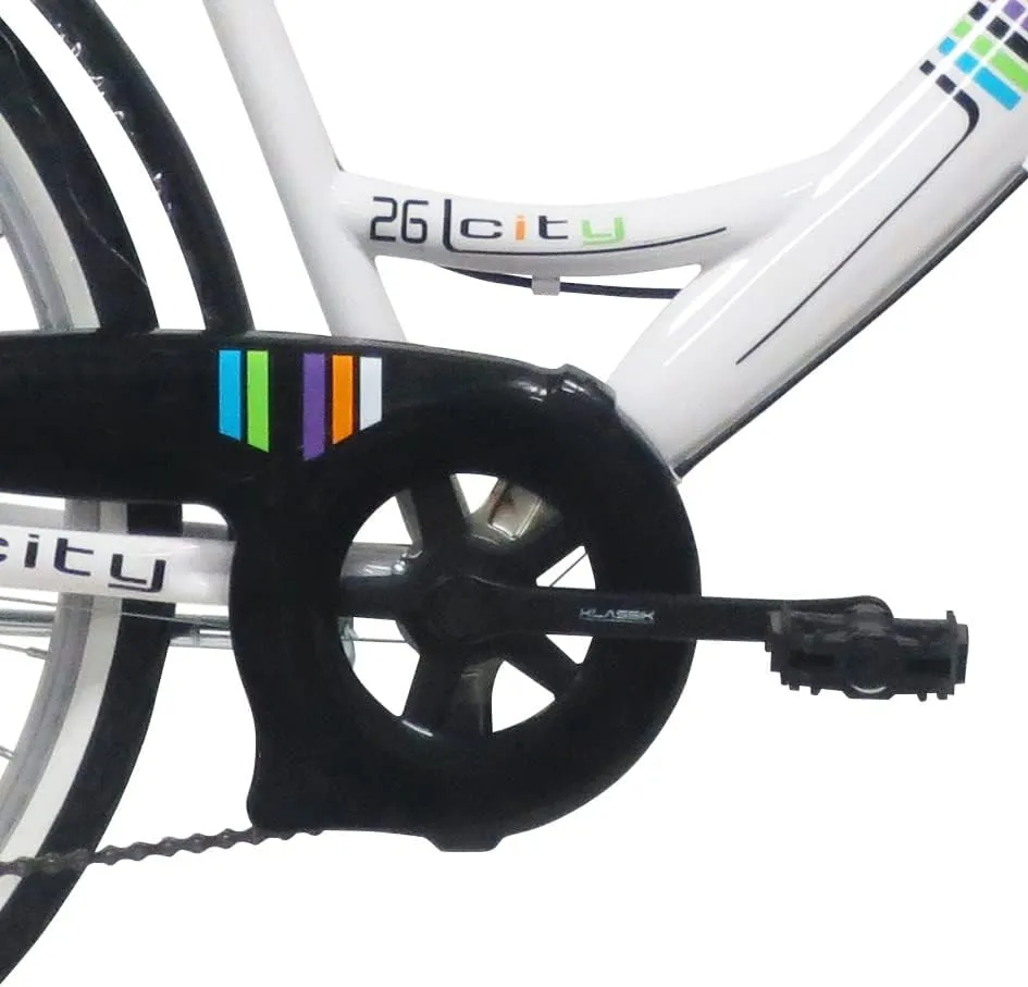 VTC 26" Femme City Style Retro - 6 Vitesses par poigne tournante et drailleur Shimano TY21 avec Freins V-Brake et quipement City