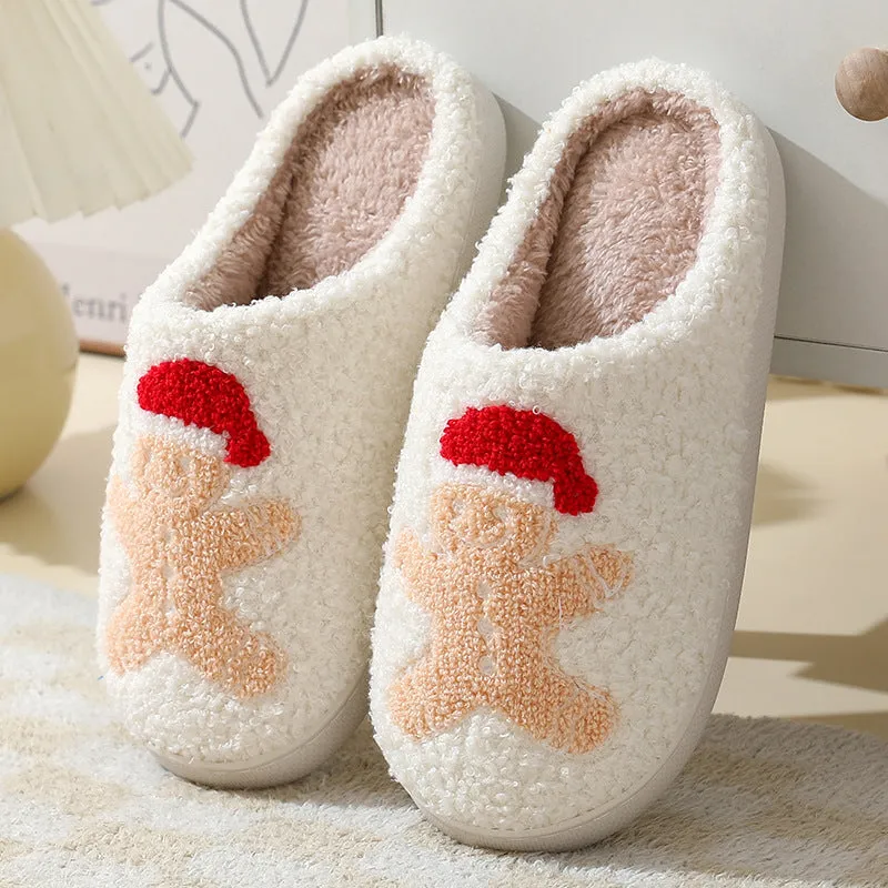 Wholesale Comfortable Home Cute Cartoon Santa Claus Couple Style Warm Winter Cotton Slippers