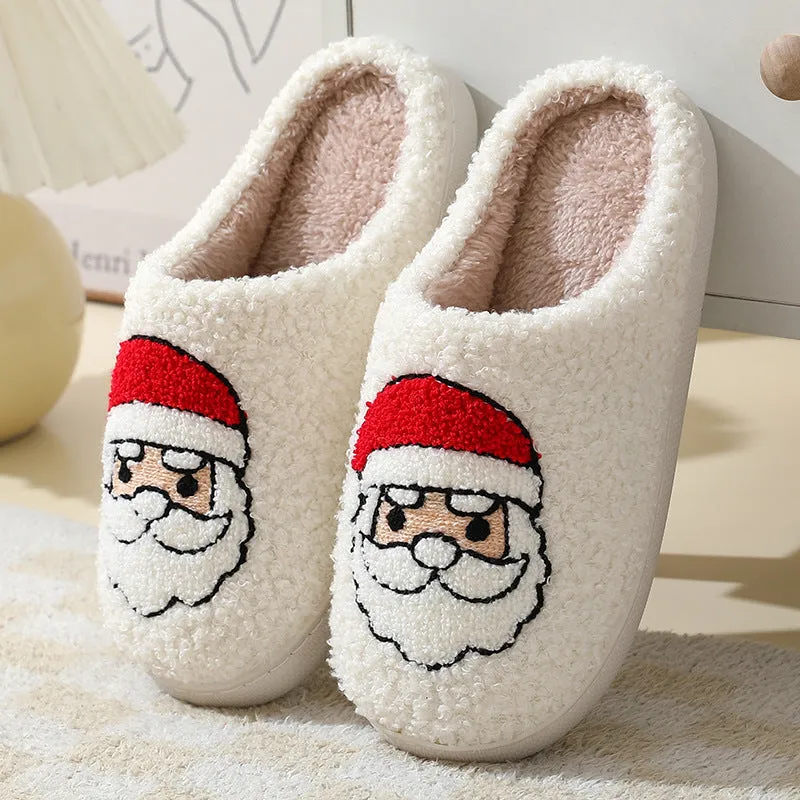 Wholesale Comfortable Home Cute Cartoon Santa Claus Couple Style Warm Winter Cotton Slippers