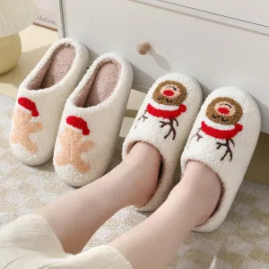 Wholesale Comfortable Home Cute Cartoon Santa Claus Couple Style Warm Winter Cotton Slippers