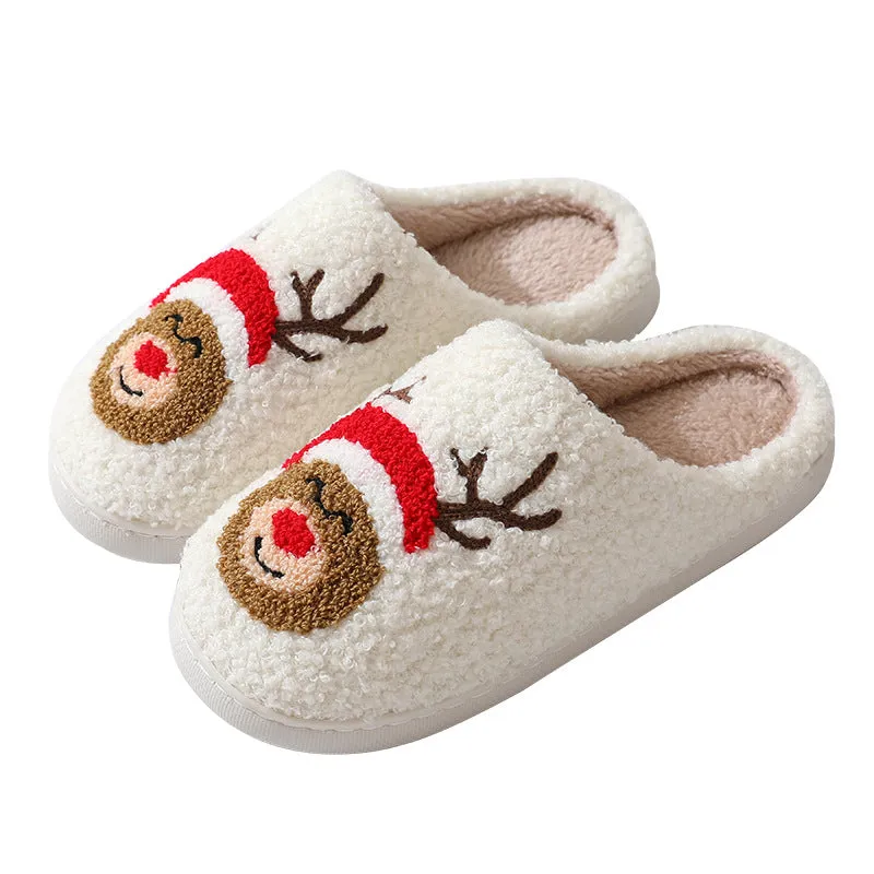 Wholesale Comfortable Home Cute Cartoon Santa Claus Couple Style Warm Winter Cotton Slippers