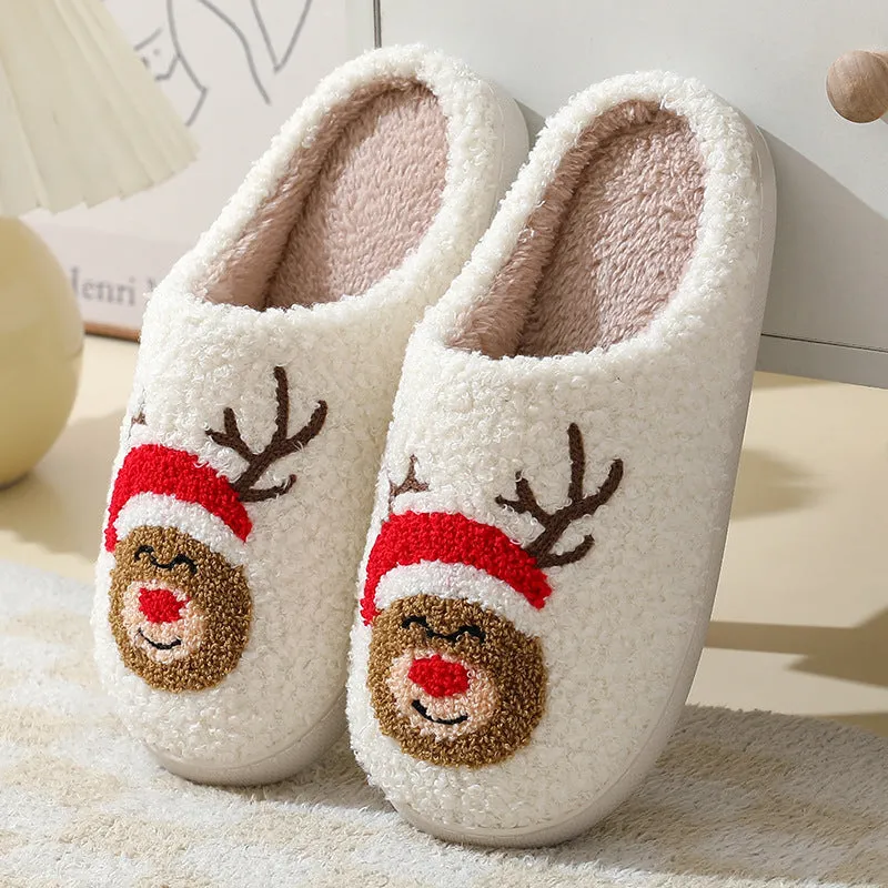 Wholesale Comfortable Home Cute Cartoon Santa Claus Couple Style Warm Winter Cotton Slippers