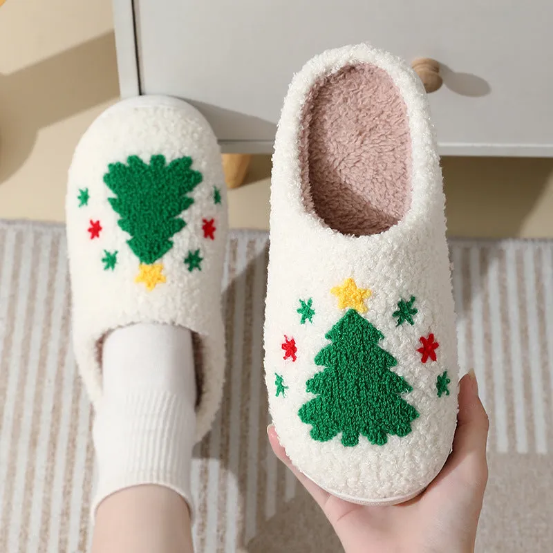 Wholesale Comfortable Home Cute Cartoon Santa Claus Couple Style Warm Winter Cotton Slippers