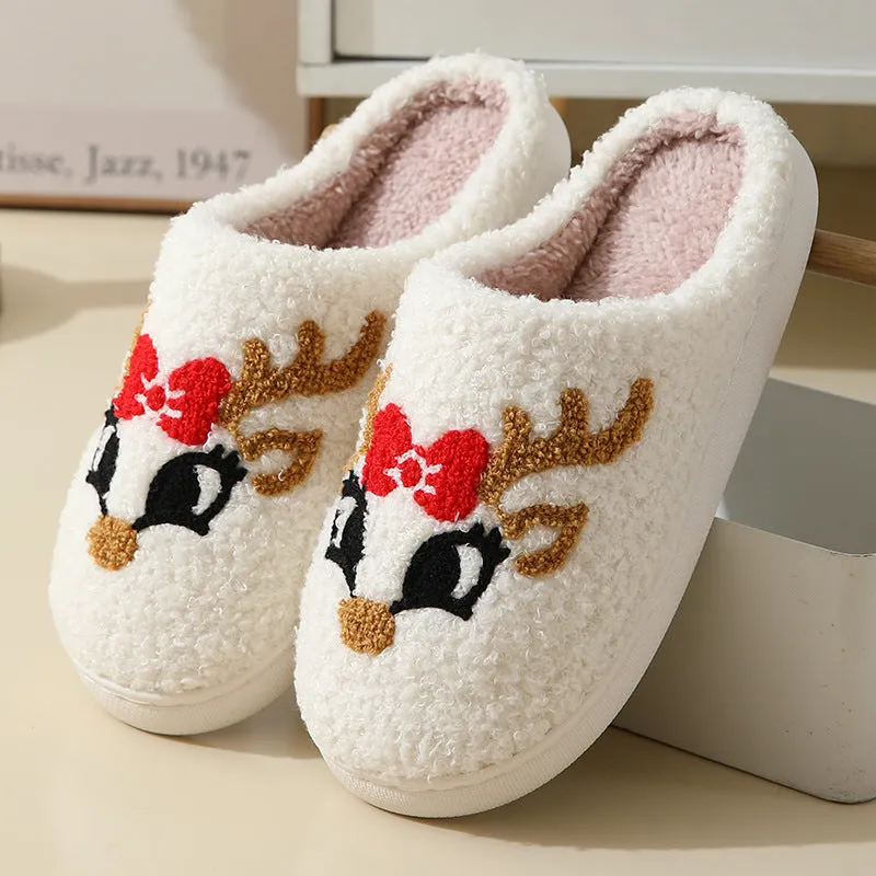 Wholesale Comfortable Home Cute Cartoon Santa Claus Couple Style Warm Winter Cotton Slippers