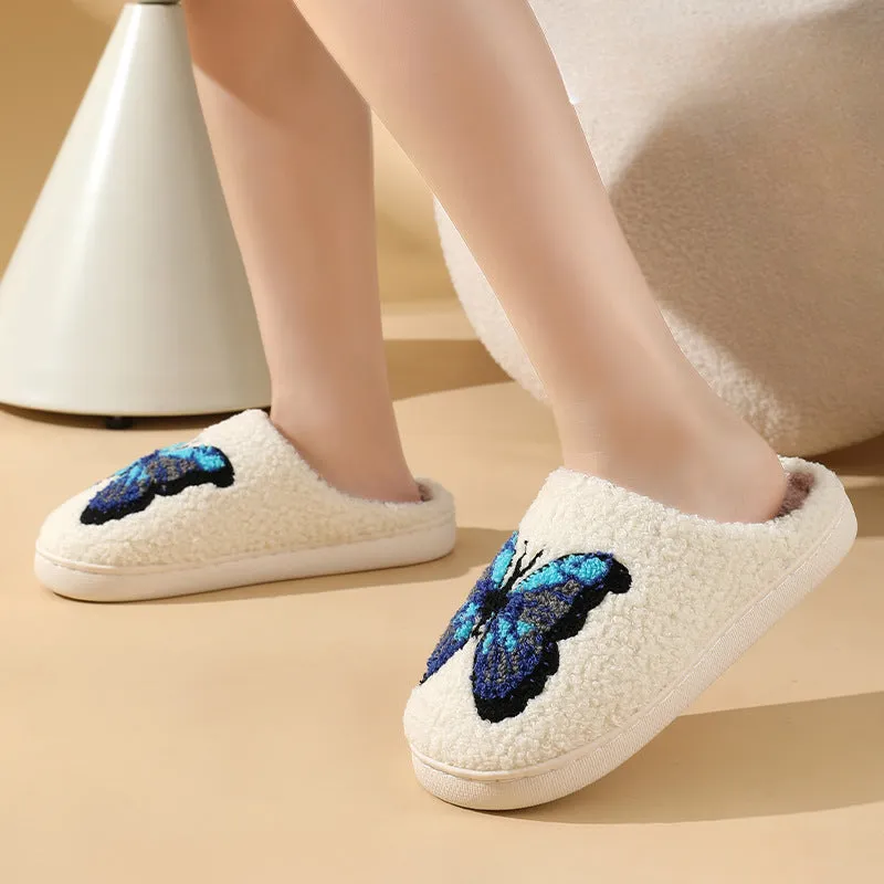 Wholesale Comfortable Home Warm Winter Butterfly Couple Thick Bottom Soft Bottom Thick Non-slip Cotton Slippers