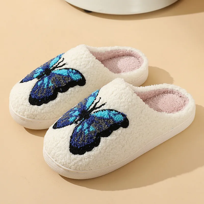Wholesale Comfortable Home Warm Winter Butterfly Couple Thick Bottom Soft Bottom Thick Non-slip Cotton Slippers