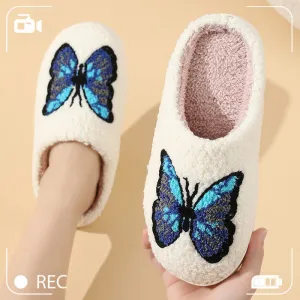 Wholesale Comfortable Home Warm Winter Butterfly Couple Thick Bottom Soft Bottom Thick Non-slip Cotton Slippers