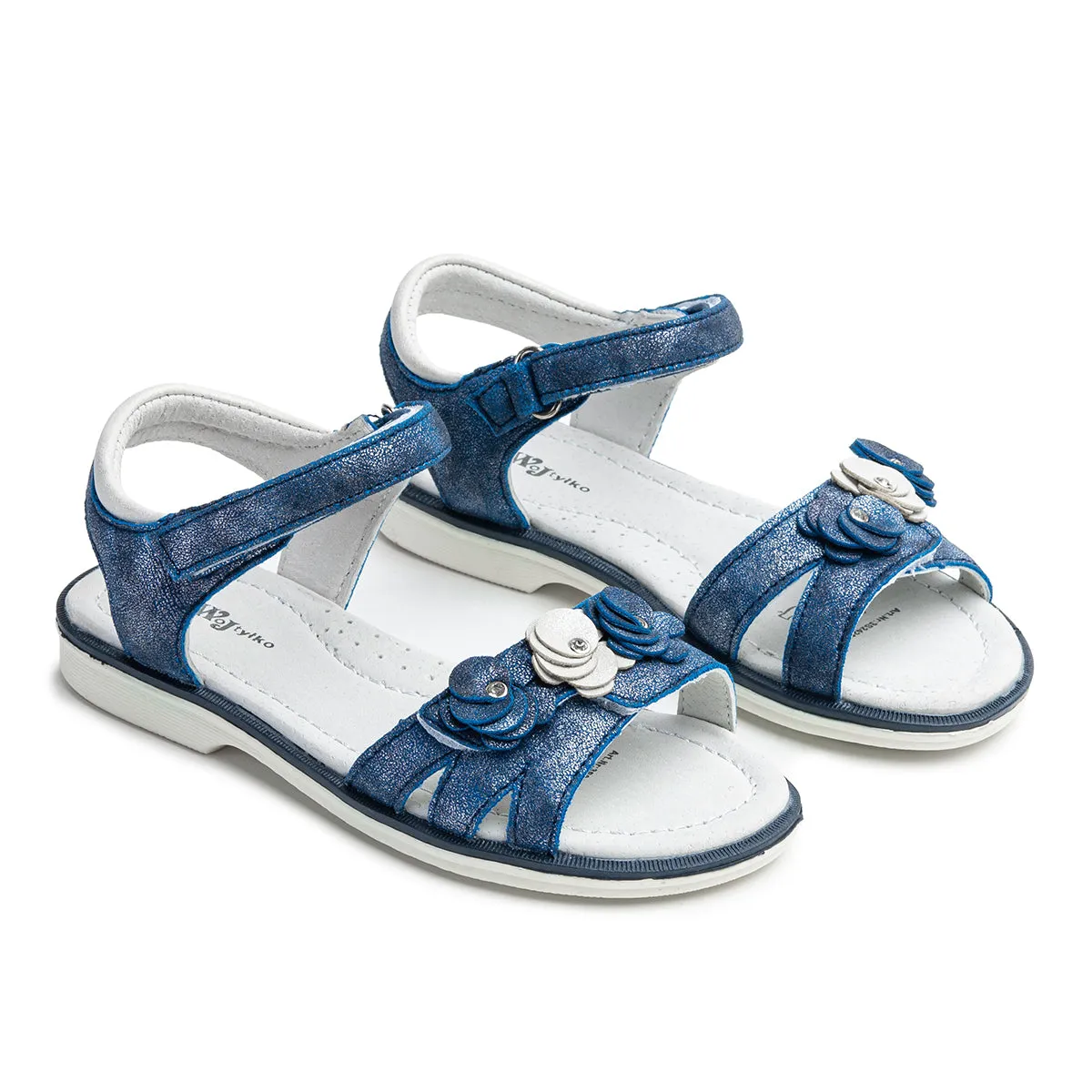 Wojtyłko Girls' Metallic Blue Open-toe Sandals | 3S2420-MB