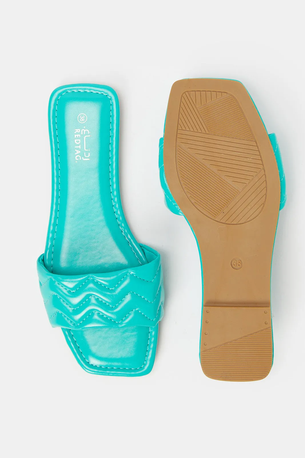 Women Blue Embossed Quilt Mule