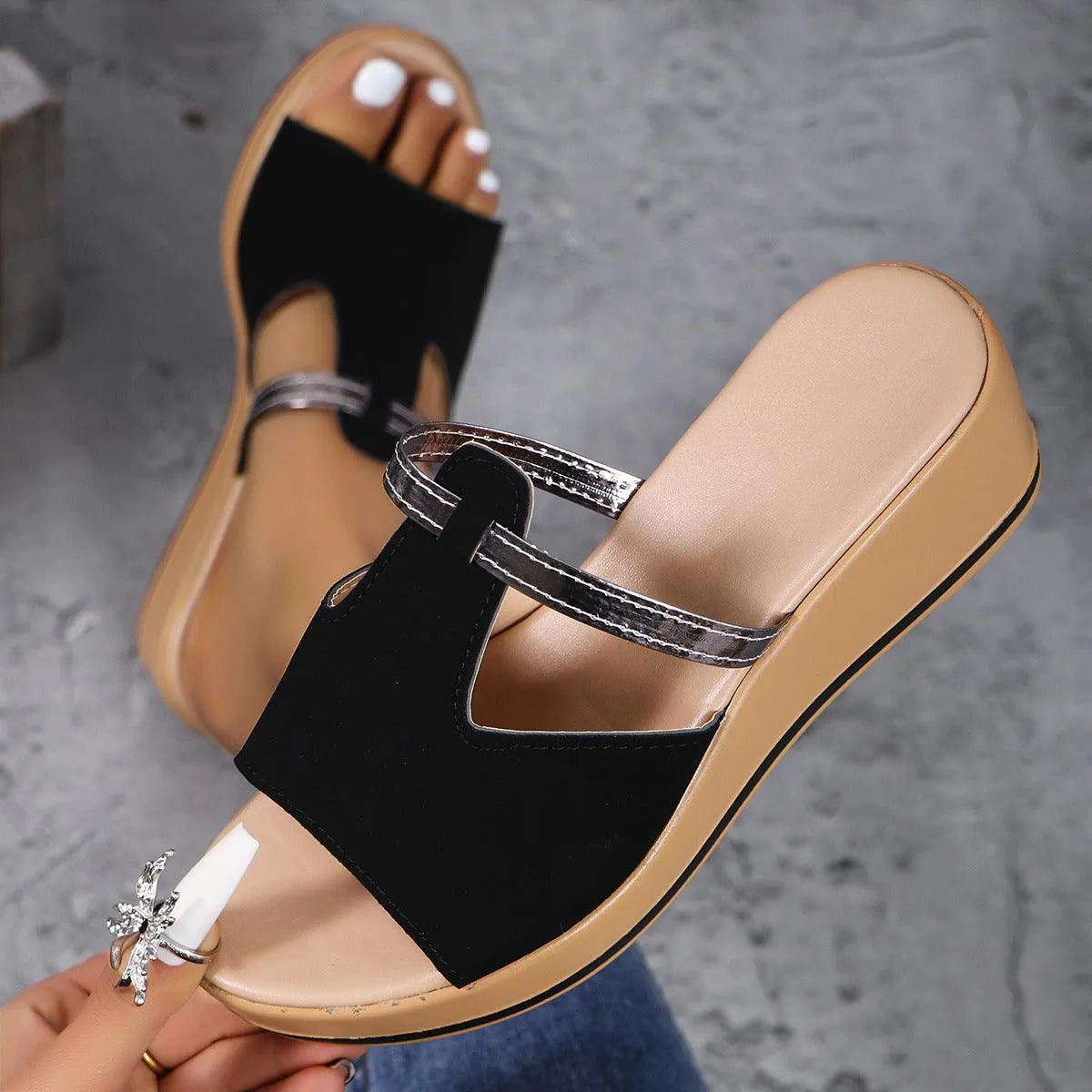 Women's Fashion Slippers | Comfortable Outdoor Shoes (White, Black, Champagne)
